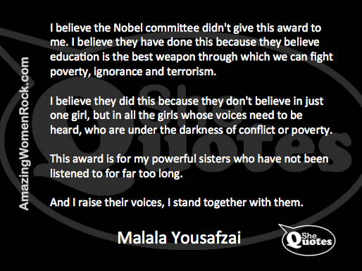 Malala on Nobel Prize